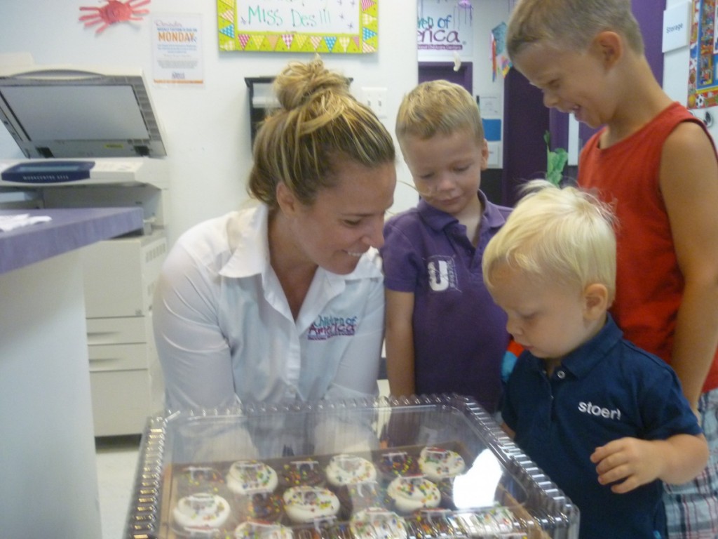 Vrijdag op daycare op cupcakes getrakteerd om te vieren dat Thomas schoon is!